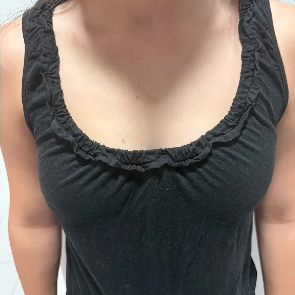 LOFT Black Ruffle Neck Tank Top - Picture 2 of 6